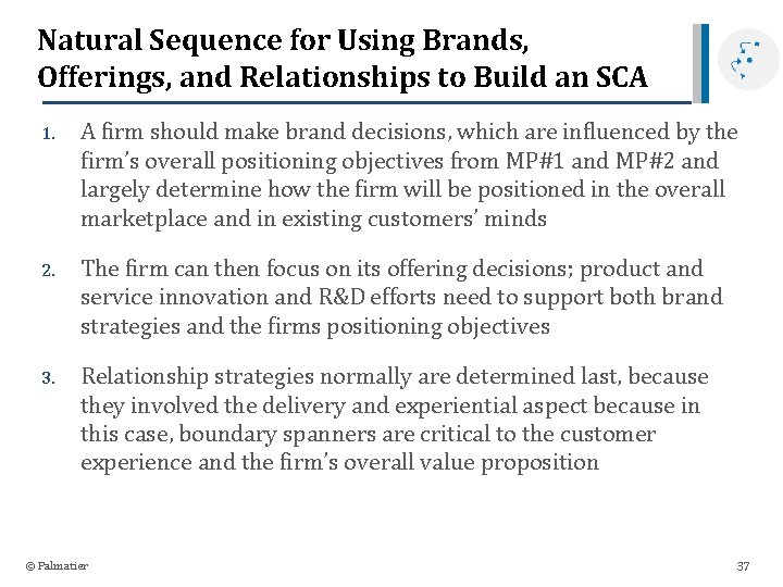 Natural Sequence for Using Brands, Offerings, and Relationships to Build an SCA 1. A