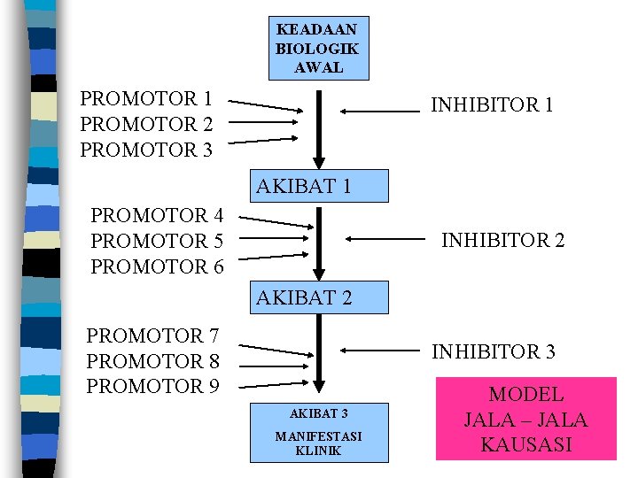 KEADAAN BIOLOGIK AWAL PROMOTOR 1 PROMOTOR 2 PROMOTOR 3 INHIBITOR 1 AKIBAT 1 PROMOTOR