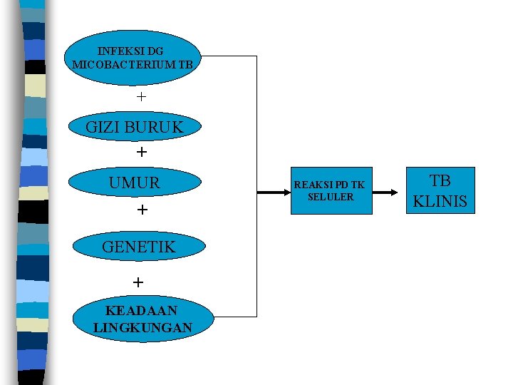 INFEKSI DG MICOBACTERIUM TB + GIZI BURUK + UMUR + GENETIK + KEADAAN LINGKUNGAN