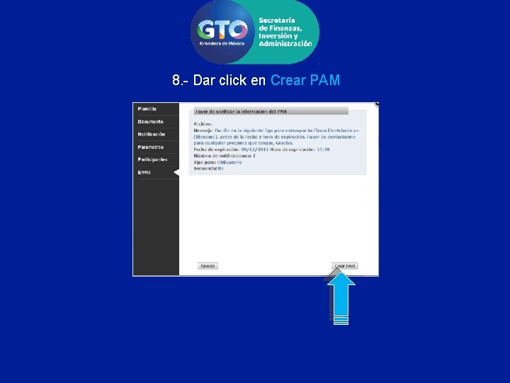 8. - Dar click en Crear PAM 