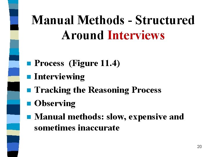 Manual Methods - Structured Around Interviews n n n Process (Figure 11. 4) Interviewing