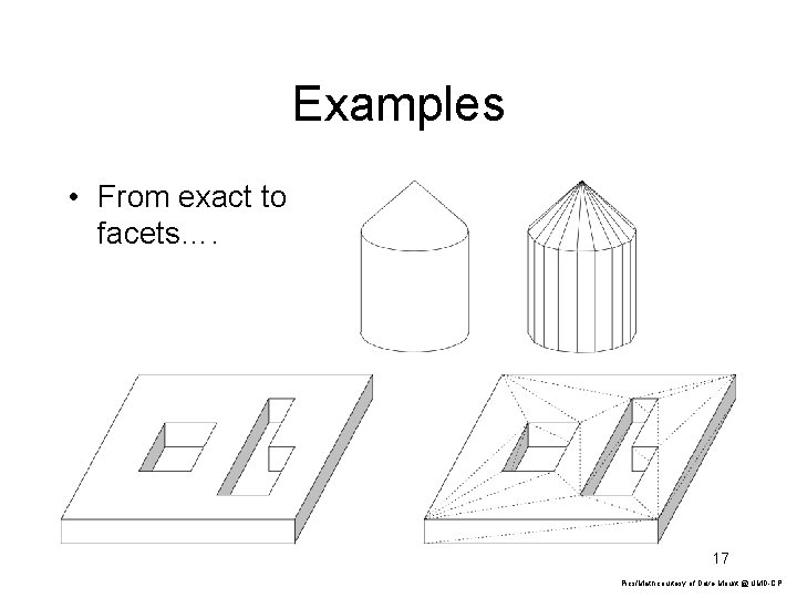 Examples • From exact to facets…. 17 Pics/Math courtesy of Dave Mount @ UMD-CP