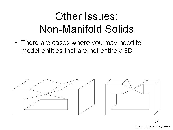 Other Issues: Non-Manifold Solids • There are cases where you may need to model