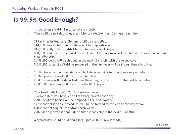 Reducing Medical Errors in POCT Is 99. 9% Good Enough? • • 1 hour Reducing Medical Errors in POCT Is 99. 9% Good Enough? • • 1 hour