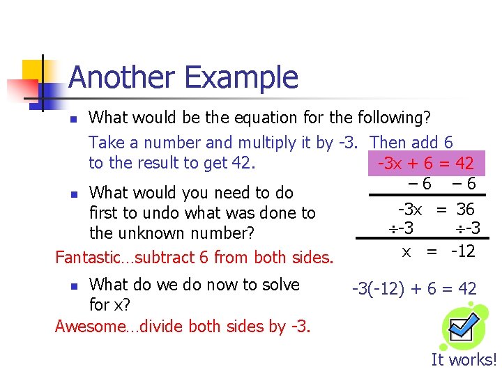 Another Example What would be the equation for the following? Take a number and