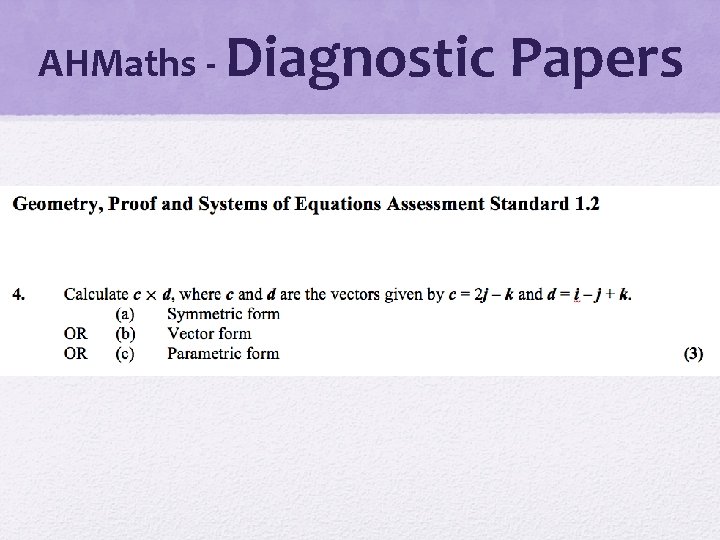 AHMaths - Diagnostic Papers 