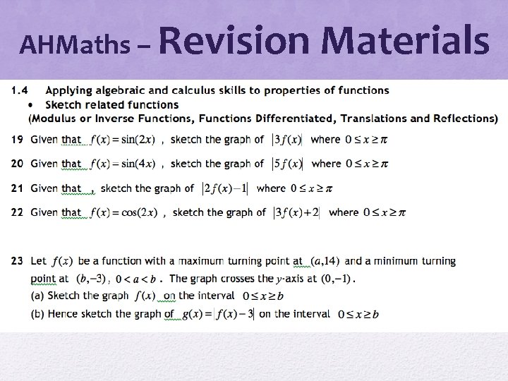 AHMaths – Revision Materials 