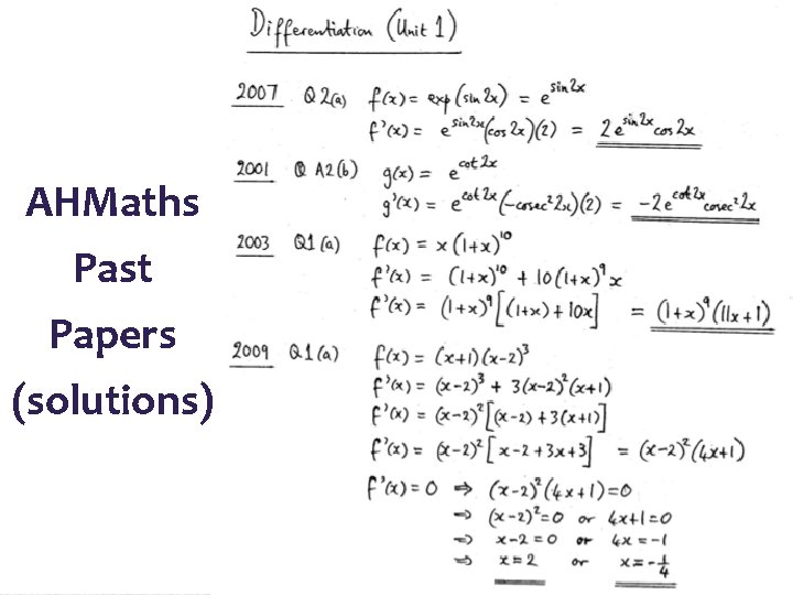 AHMaths Past Papers (solutions) 