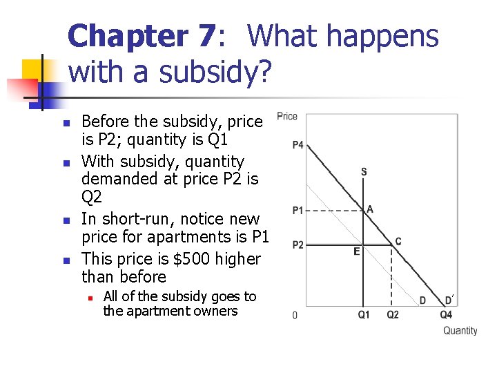 Chapter 7: What happens with a subsidy? n n Before the subsidy, price is Chapter 7: What happens with a subsidy? n n Before the subsidy, price is
