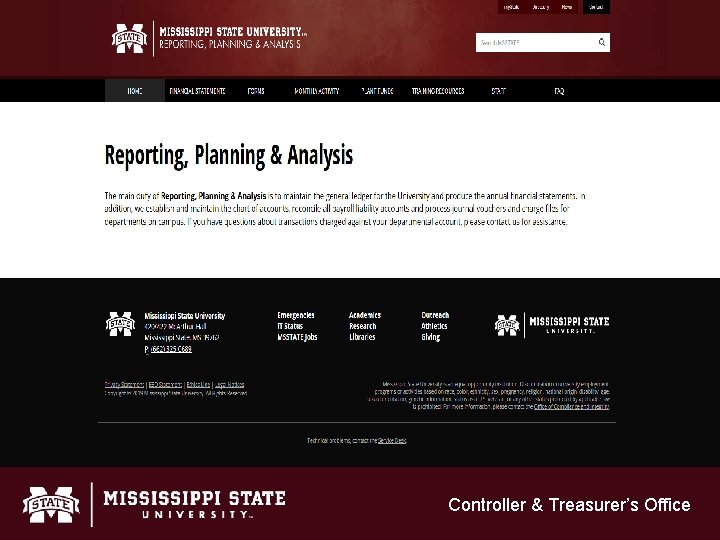 Controller & Treasurer’s Office 