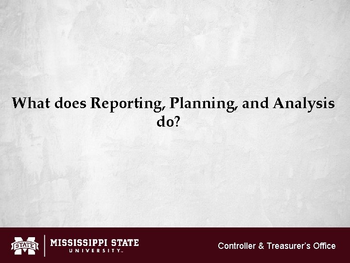 What does Reporting, Planning, and Analysis do? Controller & Treasurer’s Office 