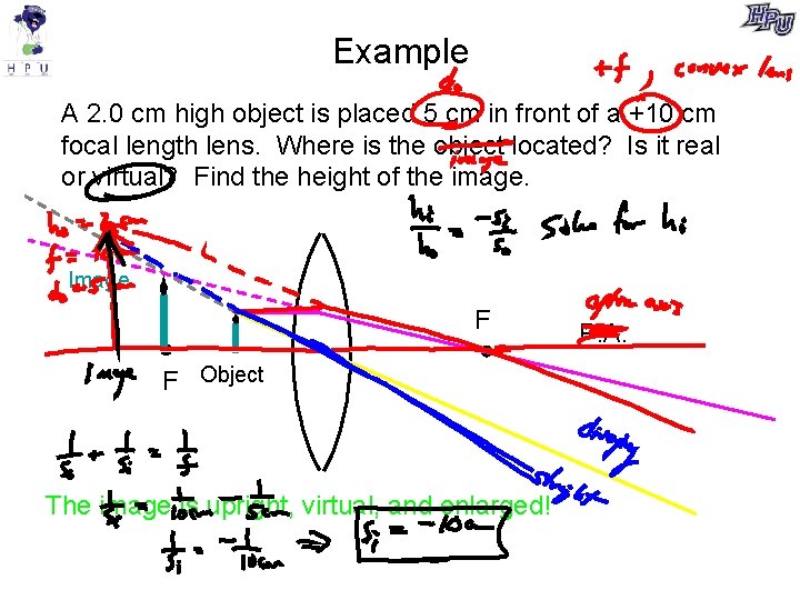 Example A 2. 0 cm high object is placed 5 cm in front of Example A 2. 0 cm high object is placed 5 cm in front of
