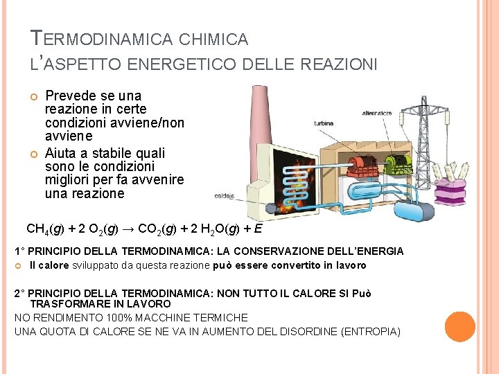 TERMODINAMICA CHIMICA L’ASPETTO ENERGETICO DELLE REAZIONI Prevede se una reazione in certe condizioni avviene/non