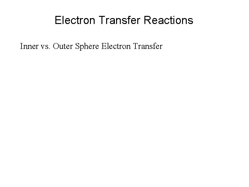 Electron Transfer Reactions Inner vs. Outer Sphere Electron Transfer 