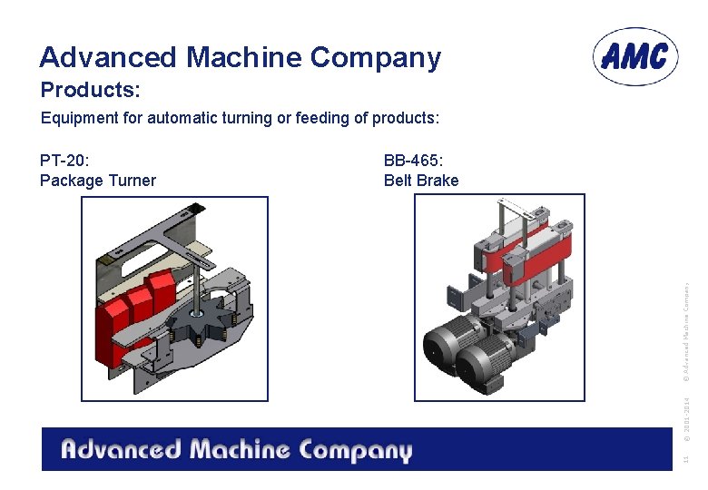 Advanced Machine Company Products: Equipment for automatic turning or feeding of products: © 2001