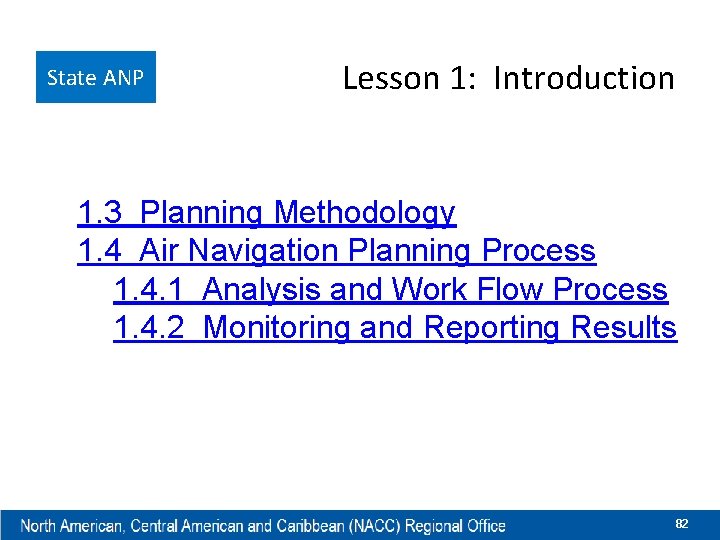 State ANP Lesson 1: Introduction 1. 3 Planning Methodology 1. 4 Air Navigation Planning