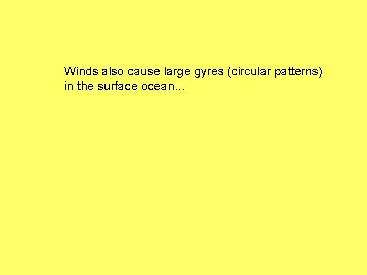 Winds also cause large gyres (circular patterns) in the surface ocean… 