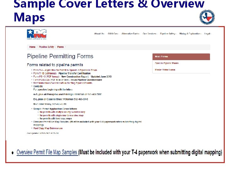 Sample Cover Letters & Overview Maps 