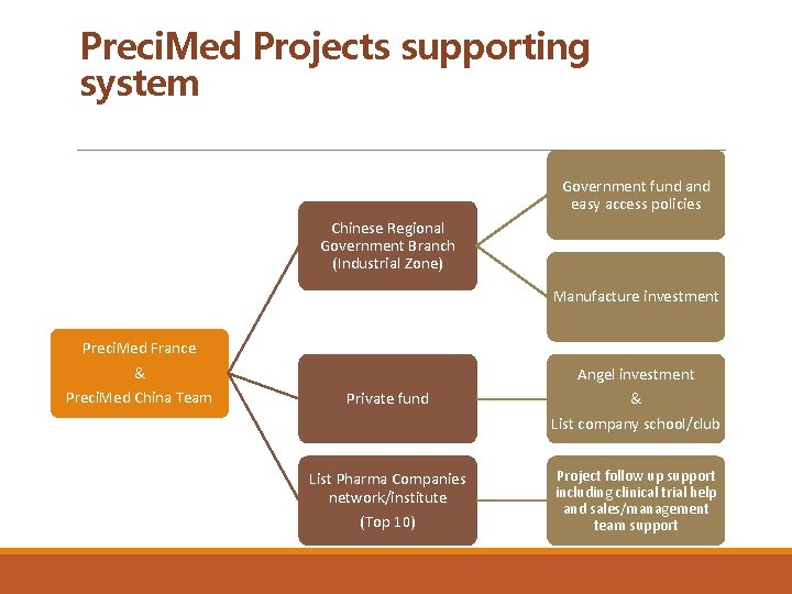 Preci. Med Projects supporting system Government fund and easy access policies Chinese Regional Government