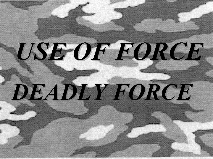 USE OF FORCE DEADLY FORCE 