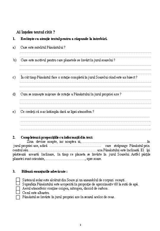 Testul Informativ TEXTUL INFORMATIV Test Pirls Pmntul parte a sistemului