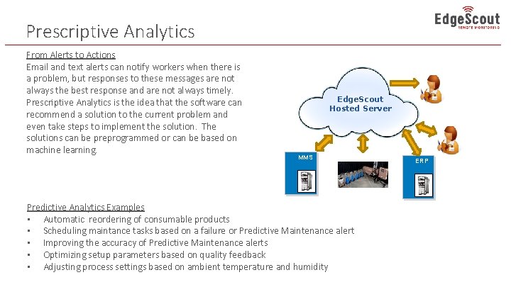 Prescriptive Analytics From Alerts to Actions Email and text alerts can notify workers when