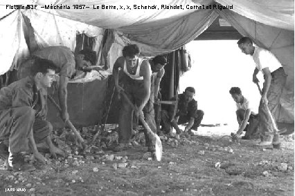 Flottille 33 F –Méchéria 1957– Le Berre, x, x, Schenck, Riondet, Cornet et Rigaud
