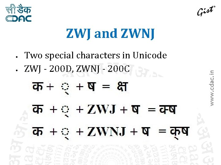  Two special characters in Unicode ZWJ - 200 D, ZWNJ - 200 C