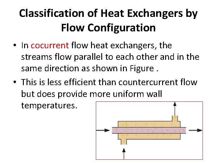 Classification of Heat Exchangers by Flow Configuration • In cocurrent flow heat exchangers, the Classification of Heat Exchangers by Flow Configuration • In cocurrent flow heat exchangers, the