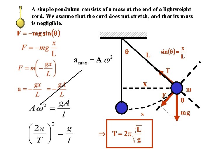 A simple pendulum consists of a mass at the end of a lightweight cord.