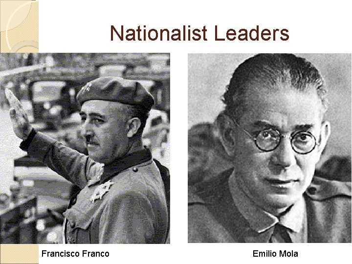 Nationalist Leaders Francisco Franco Emilio Mola 