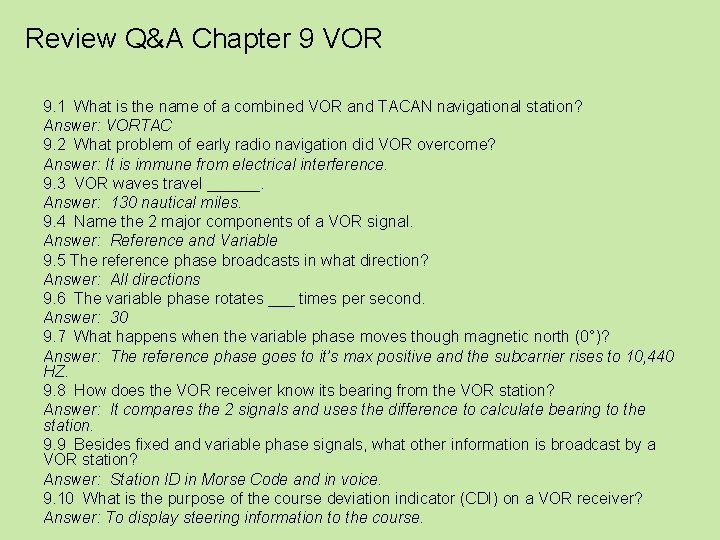 Review Q&A Chapter 9 VOR 9. 1 What is the name of a combined