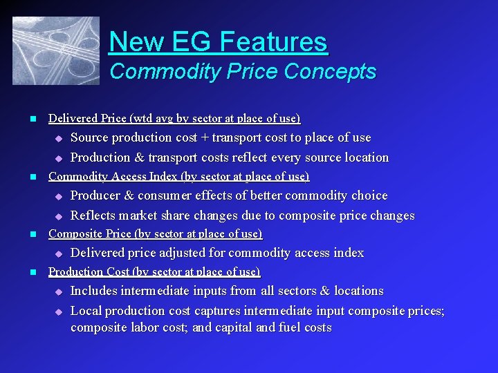 New EG Features Commodity Price Concepts n Delivered Price (wtd avg by sector at
