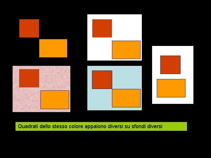 Quadrati dello stesso colore appaiono diversi su sfondi diversi 