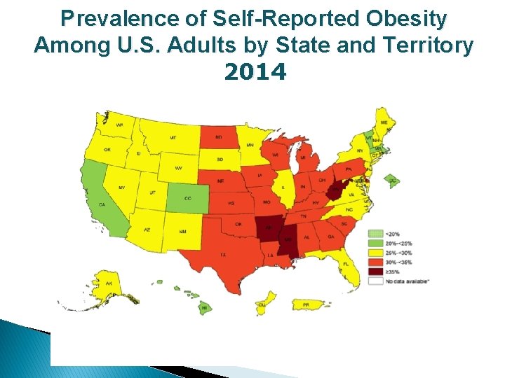 Prevalence of Self-Reported Obesity Among U. S. Adults by State and Territory 2014 