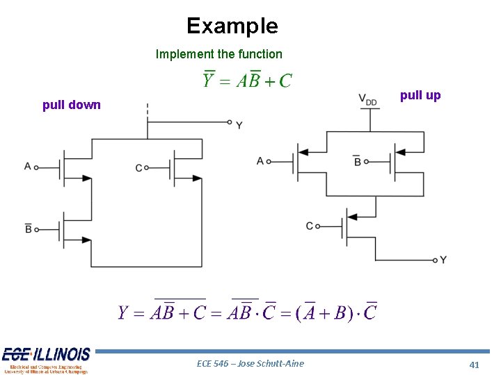 Example Implement the function pull up pull down ECE 546 – Jose Schutt-Aine 41