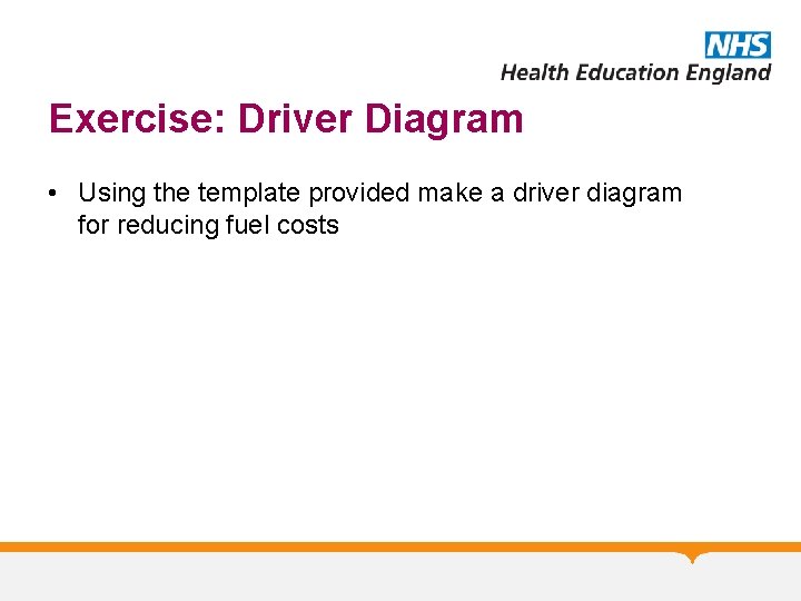 Exercise: Driver Diagram • Using the template provided make a driver diagram for reducing