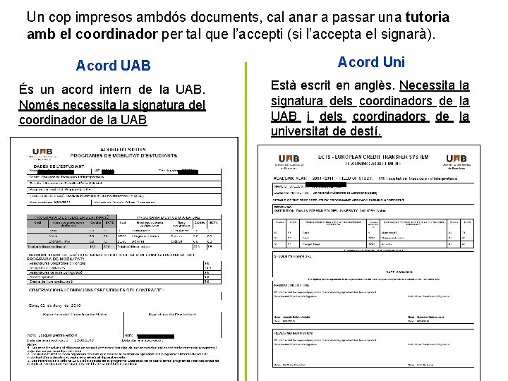 Un cop impresos ambdós documents, cal anar a passar una tutoria amb el coordinador Un cop impresos ambdós documents, cal anar a passar una tutoria amb el coordinador