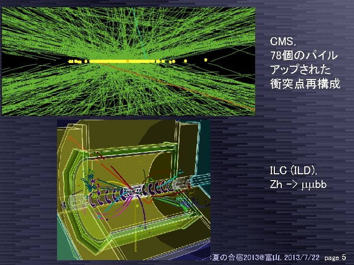 CMS, 78個のパイル アップされた 衝突点再構成 ILC (ILD), Zh -> mmbb Taikan Suehara, ILC夏の合宿 2013@富山, 2013/7/22