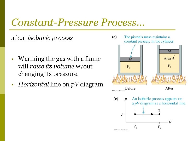 Constant-Pressure Process… a. k. a. isobaric process § Warming the gas with a flame