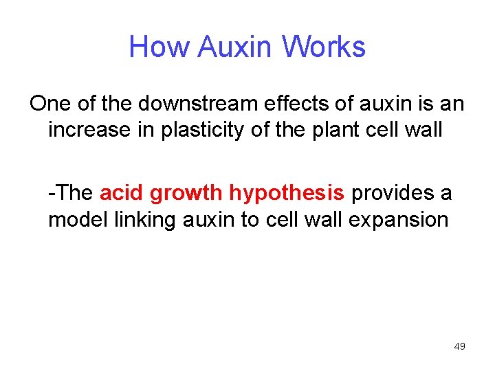 How Auxin Works One of the downstream effects of auxin is an increase in