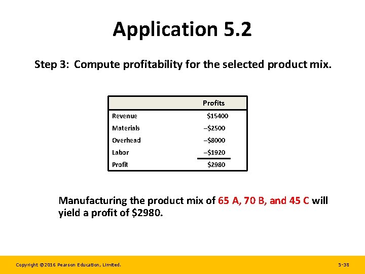 Application 5. 2 Step 3: Compute profitability for the selected product mix. Revenue Profits Application 5. 2 Step 3: Compute profitability for the selected product mix. Revenue Profits