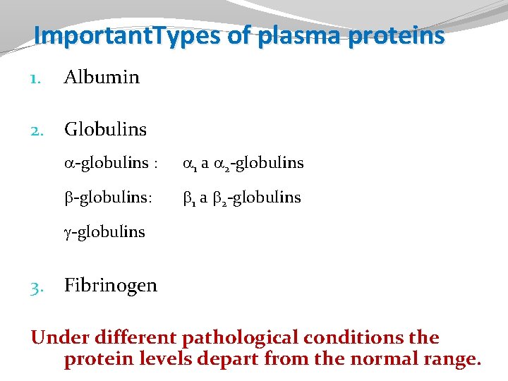 Plasma Proteins Overview Electrophoretic patterns of plasma proteins