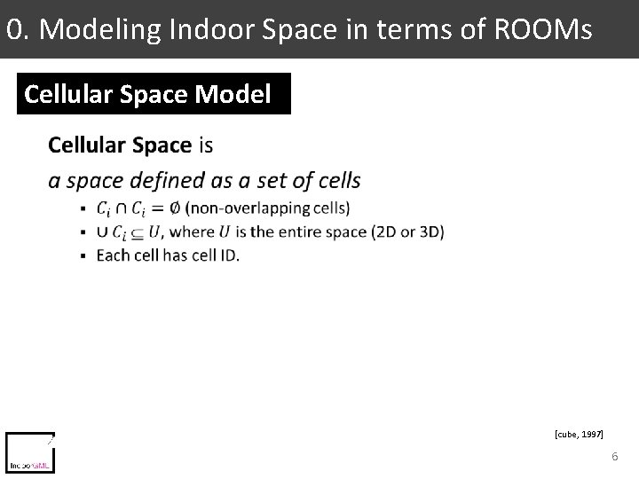 0. Modeling Indoor Space in terms of ROOMs Cellular Space Model [cube, 1997] 6