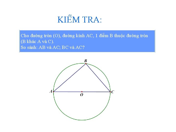 KIÊ M TRA: Cho đường tròn (O), đường kính AC, 1 điểm B thuộc