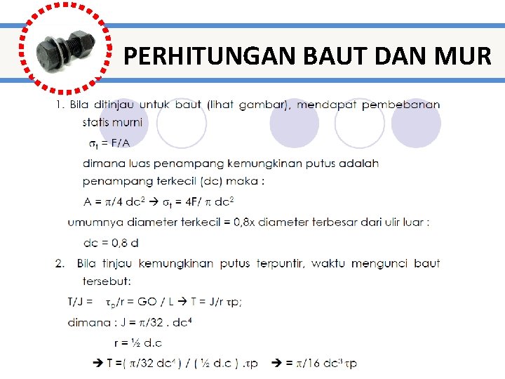 PERHITUNGAN BAUT DAN MUR 