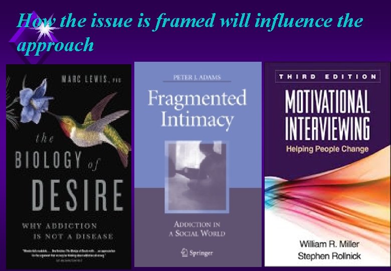 How the issue is framed will influence the approach 