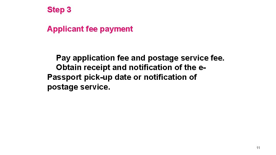 Step 3 Applicant fee payment Pay application fee and postage service fee. Obtain receipt