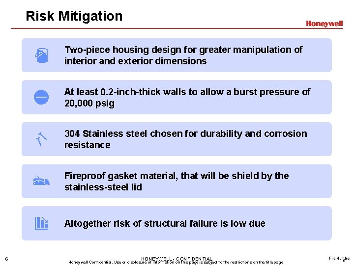 Risk Mitigation Two-piece housing design for greater manipulation of interior and exterior dimensions At Risk Mitigation Two-piece housing design for greater manipulation of interior and exterior dimensions At