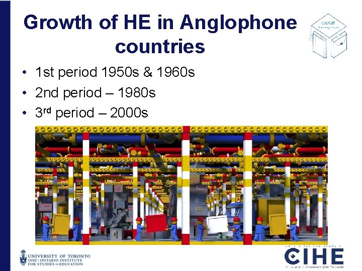 Growth of HE in Anglophone countries • 1 st period 1950 s & 1960 Growth of HE in Anglophone countries • 1 st period 1950 s & 1960